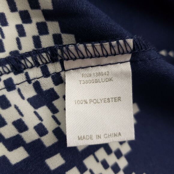 Charming Charlie Womens Blouse Size Medium M Blue Sheer Long Sleeve Tie Neck - Picture 10 of 11